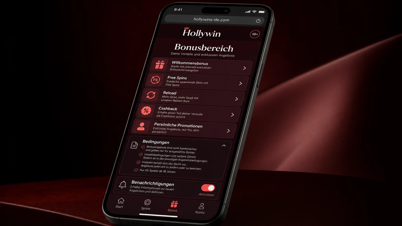 Bonusbereich und mobile Aktionen
