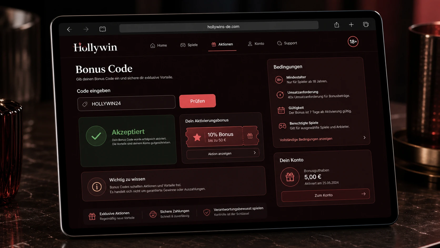 Hollywin Bonus Code: was damit gemeint ist