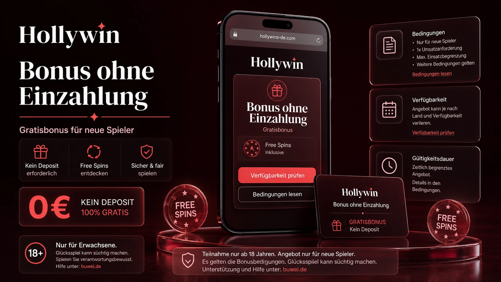 Bonus ohne Einzahlung bei Hollywin